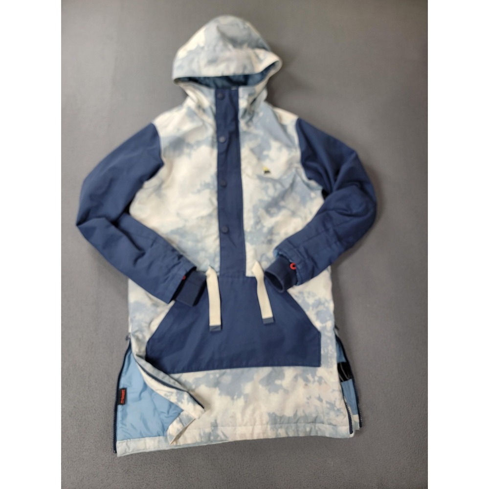 Burton Jacket Womens XXS‎ Blue White WB Chuteout Anorak Thermolite Snowboard